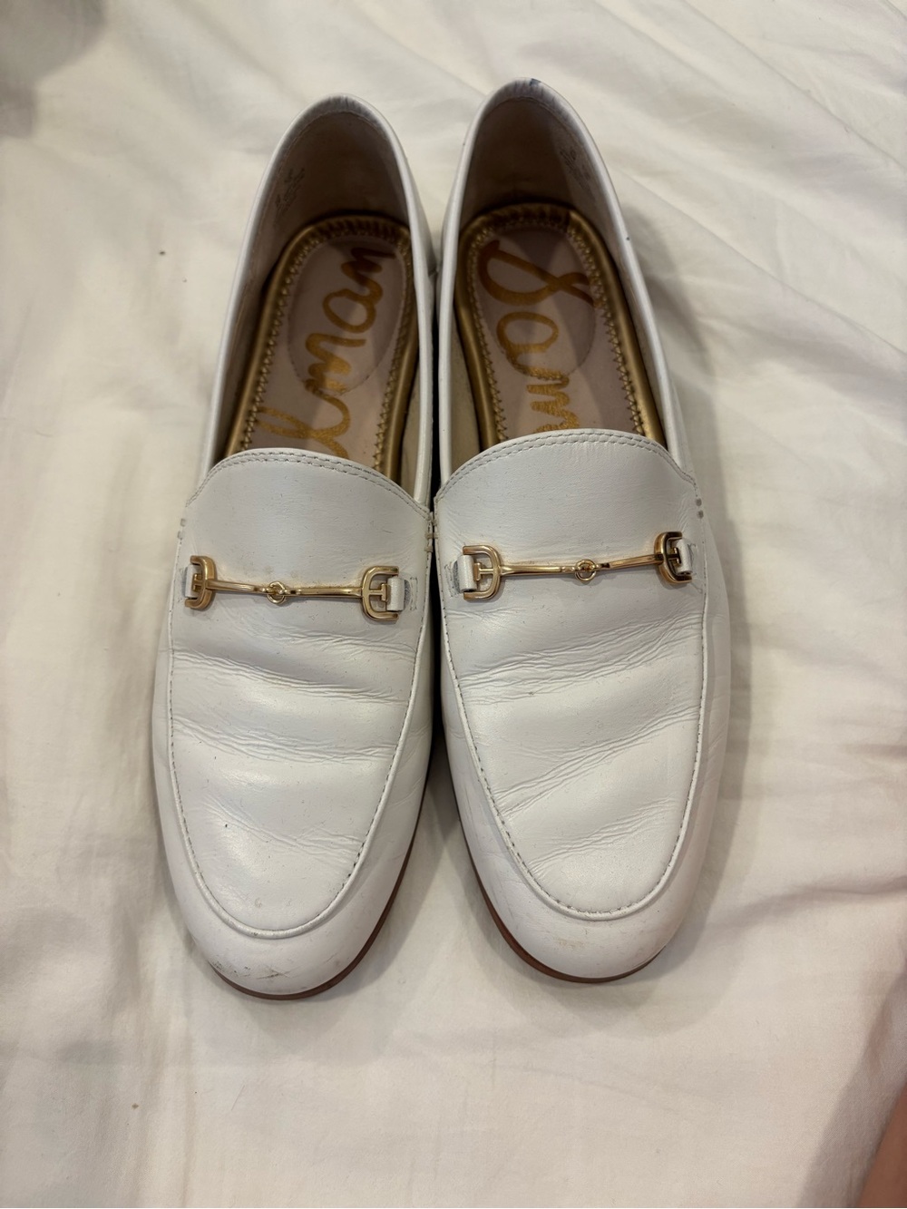 Sam Edelman White Leather Loafers